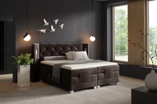 Boxspringbett Elektrisch Bett STEVE 120x200cm in Stoff Fresh Dunkelbraun