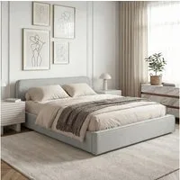IDIMEX Polsterbett MARINI, Bett 140x200 cm mit Lattenrost Doppelbett mit Kopfteil Stoffbezug grau