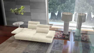 CALIA ITALIA 3-Sitzer "Toby Wing, 208 cm breit, Designsofa mit hohem Sitzkomfort" inklusive Sitztiefenverstellung, Füße in Chrom glänzend