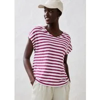 bonprix T-Shirt Oversize Passform, Kurzarm, V-Ausschnitt, aus Leinen, pflegeleicht