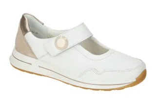 ara Damenschuhe OSAKA 2.0 12-24814 04 wei?/beige gold Streifen Klettverschlus...