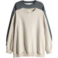 The Set Sweater 2 x The Set Lange Sweatshirts mit seitlichem RV (2-tlg)