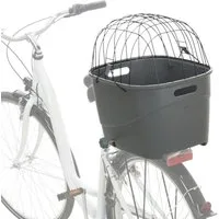 TRIXIE Tierfahrradkorb Hundefahrradkorb für Gepäckträger mit verstellbarer Halterung - grau -