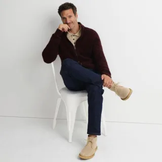 Weicher, strukturierter Cardigan mit durchgängigem Reißverschluss, Herren,  Lila, Wolle/Polyester/Polyacryl, by Lands' End