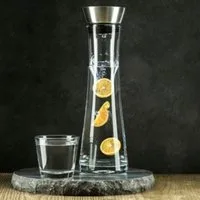 Haushalt International Wasserkaraffe Wasserkaraffe aus Glas, 1 Liter mit praktischem Ausgießer, (1-tlg)