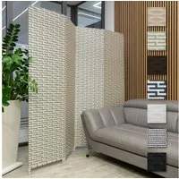Hexim Raumteiler, Paravent 180x180 cm - Trennwand 4-teilig klappbar für Innenbereich - Raumteilung Büro Homeoffice Stellwand Privatsphäre freistehend (L24101 weiß & grün)