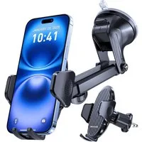 LuxusKollektion Handy-Halterung Handyhalterung Auto 4in1 360 drehbar Armaturenbrett Scheibe Dunkelgrau