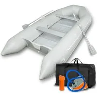 EBERTH Schlauchboot robustem PVC für Außenborder, Boot mit 2X Sitzbank, 2X Paddel, Aluboden, Reparaturset, Pumpe, Tragetasche