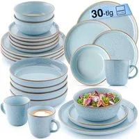 SÄNGER Tafelservice Rio Geschirrset (30-tlg), 6 Personen, Steingut, Handmade, Lagune, Blau, Erweiterbar, VALUE COLLECTION
