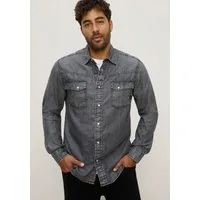 Bruno Banani Jeanshemd schmal geschnitten schmale Basic-Passform, aus Baumwolle in Denim-Jeans-Qualität