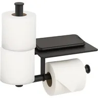 relaxdays Toilettenpapierhalter Wand-Toilettenpapierhalter ohne Bohren (1-St), schwarz