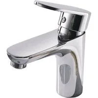 HOME DELUXE Waschtischarmatur RADIANT - Chrome 14,5 x 3,5 x 10,5 cm (inkl. Armatur & Flexschlauch) Wasserhahn, Badarmatur, Waschbeckenarmatur