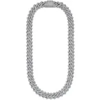 Bruno Banani Collier Schmuck Geschenk breite Cubankette mit Glitzersteinen, mit Zirkonia (synth)