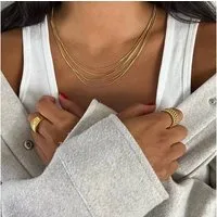 ROUGEMONT Kette ohne Anhänger Moderne Layering Kette aus Edelstahl Wasserfest 18K Vergoldung 45cm, Wasserfest