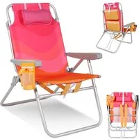 HOMECALL Klappstuhl Strandstuhl Leicht Klappbar Camping, 5-fach verstellbare Rückenlehne (Bis150KG Aluminiumrahmen, groBe Kuhitasche und Aufbewahrungstasche, 1 St), Seitentaschen, Kopfstütze, Schultergurten, Handtuchhalter