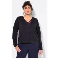 Ulla Popken Strickjacke Strickjacke Doubleface V-Ausschnitt Langarm