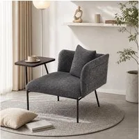 MODFU Loungesessel mit Stofflehne,Polsterstuhl (2 Staufächern & Beistelltisch aus Metallkonstruktion), Relaxsessel Freizeitstuhl