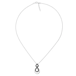 Orphelia 'Amber' Damen 925 Sterling Silber Kette mit Anhänger - Silber/Schwarz ZH-7092/2