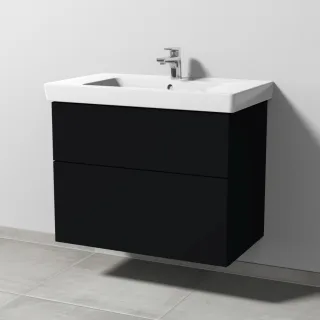 Sanipa 3way Waschtischunterbau zu Villeroy & Boch Subway 2.0 Waschtisch mit 2 Auszügen, Schwarz-Matt SF61408