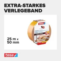tesa Doppelklebeband EXTRA STRONG Verlegeband (Packung, 1-St) doppelseitiges Gewebeklebeband - zum Verlegen von Teppich & PVC-Boden