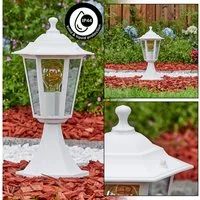 hofstein Pollerleuchte Sockelleuchte aus Metall/Glas in Weiß/Klar, ohne Leuchtmittel, antiker Look Wegeleuchte, Gartenlampe, Gartenbeleuchtung IP44, 1 x E27