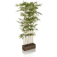 Kunstpflanze BAMBUS I Künstliche Pflanze Höhe 150.0 cm Bambus Bambus, hjh OFFICE, Höhe 150.0 cm, Künstliche Pflanze im Holz-Topf Echtholzstamm Kunstbambus Sichtschutz