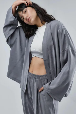 Langärmliger, lockerer Kimono