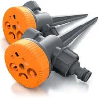 Brandson Versenkregner 5-Fach Rasensprenger, Rasensprinkler, Flächenregner, Garten Sprinkler, 21 cm lang, (2-St., 5-fach Flächenregner inkl. Bodenspieß), Mit Wählscheibe für Flächenarten: Kreis Halbkreis Viertelkreis Fächer