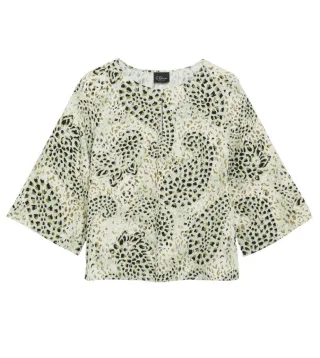 s.Oliver BLACK LABEL - Bluse mit 3/4-Arm blau/beige - Gr. - 42