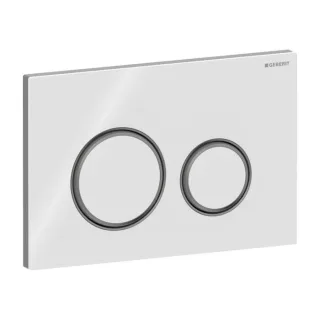 Geberit Sigma 50 Round Betätigungsplatte 115651SI1 Platte/Taste weiß, Ring schwarzchrom, für 2-Megen-Spülung