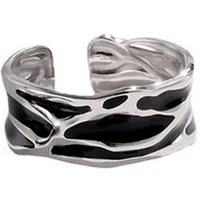 KARMA Fingerring Edelstahlring Silber Schwarz Damen Ring Fingerring Damenring (Silberring verstellbar, mehrfarbig), unregelmäßiger Damenring Damenschmuckstück