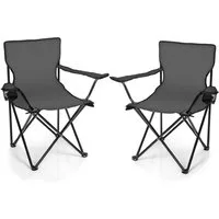 BigDean Campingstuhl 2x Faltstuhl DUNKELGRAU Campingstuhl (Packung, 2 St), Klappbar, Belastbar 120kg, Leichtgewichtig, Breite Standfüße