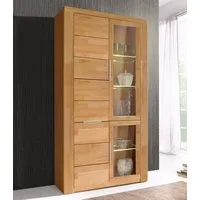 OTTO home Vitrine ZARA 2 Holztüren, 2 Glastüren, 10 Fächer, pflegeleicht, holz geölt B/T/H: 100/40/190cm, Massivholzfronten, Korpus aus Melamin