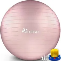 TRESKO Gymnastikball mit GRATIS Übungsposter inkl. Luftpumpe Yogaball, BPA-Frei Sitzball Büro Anti-Burst inkl. Luftpumpe, Fitnessball