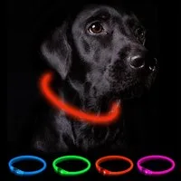 TUWENA Hunde-Halsband Leuchthalsband Hund USB Aufladbar, Wasserdicht Hundehalsband Leuchtend, 3 Beleuchtungsmodi, LED Halsband für Kleine, Mittlere und Große Hunde