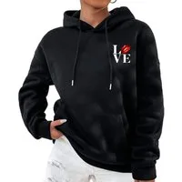 RMK Hoodie Damen Pullover Oversize Love mit Baumwolle, Winter Kapuzenpullover