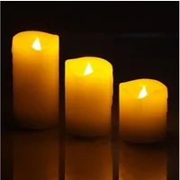 Haushalt International LED-Kerze 55026 3er Set flammenlose LED Echtwachs-Kerzen