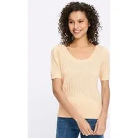 heine Strickpullover Pullover Kurzarm Ajour