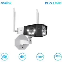 Reolink Überwachungskamera Duo 2 WiFi 8MP 2,4/5 GHz WLAN IP (Außen, Set, Dual-Lens, 180° Ultra-Weitwinkel, Person-/Fahrzeug-/Haustier-Erkennung, Farbnachtsicht, 2-Wege-Audio, IP66)