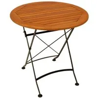 DEGAMO Gartentisch HOFGARTEN (1-St), 75cm rund, Stahl schwarz + Eukalyptus, klappbar