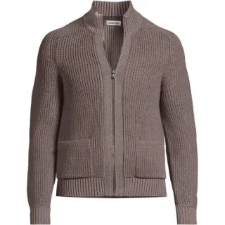 Drifter Cardigan mit Reißverschluss, Herren, size: regular, Braun, Baumwolle, by Lands' End