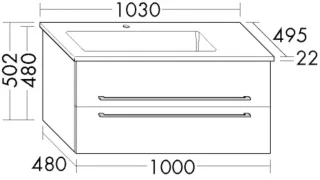Burgbad Keramik-Waschtisch+Waschtischunterschrank bel T. Eiche Dekor Caramel/Schwarz Matt SGQX103F7224C0038