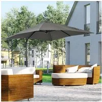 Outsunny Ampelschirm 245 x 245 cm Marktschirm mit Kurbelvorrichtung, LxB: 245x245 cm, Sonnenschirm, Ampelschirm, Alu Roma Schirm Neigungswinkel verstellbar Grau
