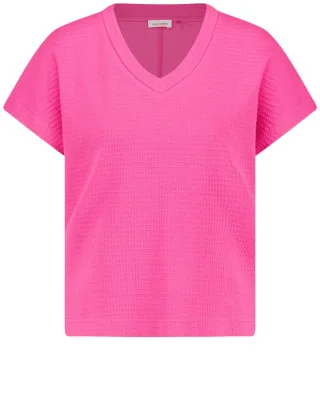 GERRY WEBER Collection - Kurzarmshirt in Waffeloptik pink - Gr. - 42