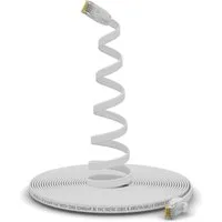 HB-DIGITAL CAT.6 FLACH Patchkabel WEISS 10m Netzwerkkabel, Netzwerkstecker, RJ-45 (1000 cm), Stecker Kontaktoberfläche: Pins Vergoldet 15µ