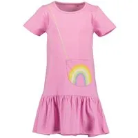 Blue Seven Sommerkleid Kinder Mädchen Kleid Baumwolle - Sommerkleid mit aufgesetzter Tasche Fronttasche mit Regenbogen-Applikation, Kurzarm, Rundhalsausschnitt