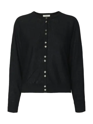 selected women - SLFJANE LINEN LS BAT KNIT CARDIGAN Black - Gr. - S
