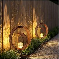GLOBO LIGHTING LED Solarleuchte, LED-Leuchtmittel fest verbaut, Warmweiß, 2x Solarlampe orientalische Kugel Dekoleuchte Garten