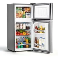 oyajia Kühl-/Gefrierkombination 51L Kühlschrank mit Gefrierfach - Kompakter Zweitürer mit LED-Beleuchtung, 7-Stufigem Thermostat BCD-51K, Extrem Leise und Energieeffizient, ideal für Wohnheimzimmer& Büro