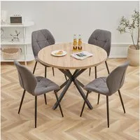 GrandCA HOME Essgruppe Modernes Tisch- und Stuhlset, Sitzgruppe Essgruppe 4+1, (5-tlg), mit Leinengepolstertes Kissen